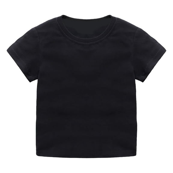 Likimi Toddlers Kids Boys Girls T Shirt Classic Fit Crew Neck Short Sleeve Solid Color Comfortable Basic Shirts Size 12-18 Months Black