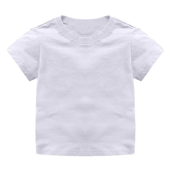 Likimi Toddlers Kids Boys Girls T Shirt Classic Fit Crew Neck Short Sleeve Solid Color Comfortable Basic Shirts Size 5-6 Years White
