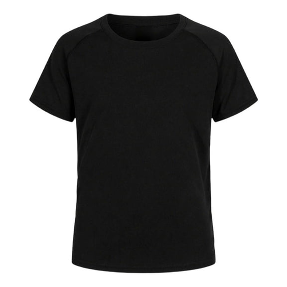 Likimi Toddlers Kids Boys Girls T Shirt Fashionable Casual Crew Neck Short Sleeve Solid Color Basic Shirts Size 3-4 Years Black