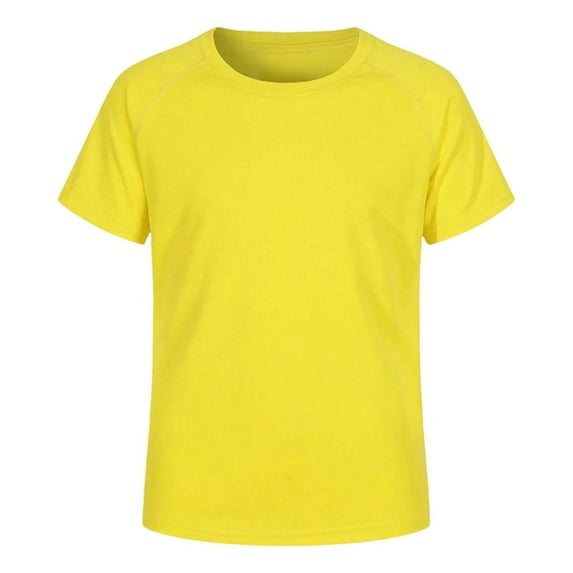 Likimi Toddlers Kids Boys Girls T Shirt Fashionable Casual Crew Neck Short Sleeve Solid Color Basic Shirts Size 7-8 Years Yellow