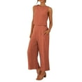thumbnail image 1 of Likimi Two Piece Sets For Women Solid Color Sleeveless Crew Neck Vest With Pants Breathable Summer Outfit Set Red Size 3Xl, 1 of 8