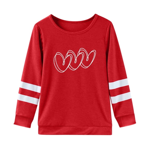Likimi Valentine'S Day Children T Shirt Long Sleeve Crew Neck Hearts Print Top Spring T Shirt For Girls Boys Size 4-5 Years Pink
