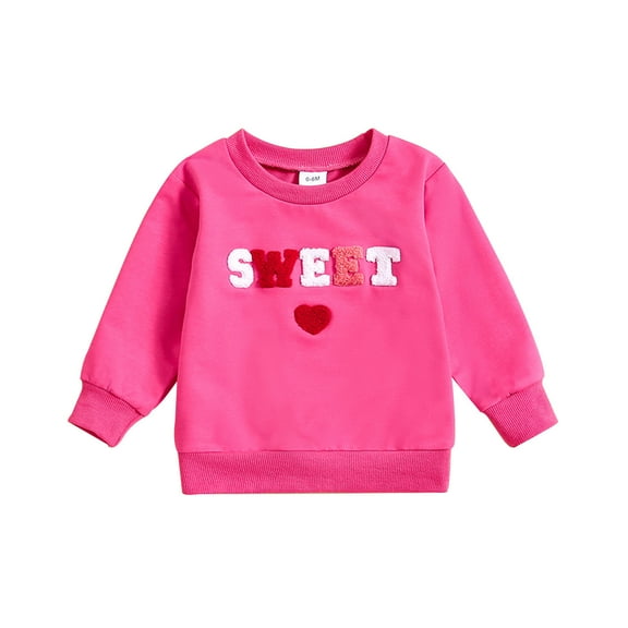 Likimi Valentine'S Day Toddler Tops Long Sleeve Letter Prints Crew Neck Shirt Autumn Winter Clothes For Boys Girls Size 6-12 Months Pink