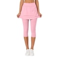 thumbnail image 1 of Likimi Women Athletic Tennis Skirt With Built In Shorts Solid Color Stretch High Waist Comfortable Trousers Pink Size S, 1 of 6