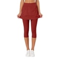 thumbnail image 1 of Likimi Women Athletic Tennis Skirt With Built In Shorts Solid Color Stretch High Waist Comfortable Trousers Wine Size L, 1 of 7