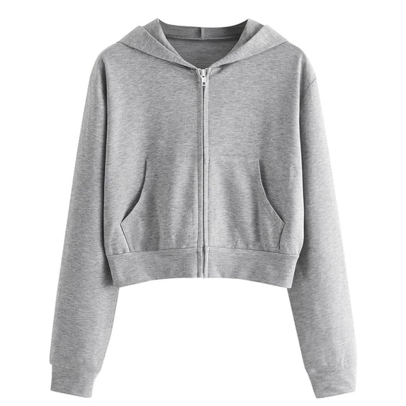 Likimi Womens Casual Hoodies Zipper Solid Color Long Sleeve Pullover With Pocket Autumn Winter Sweatshirt Size L Gray