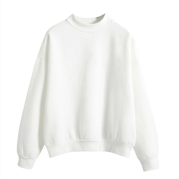 Likimi Womens Casual Pullover Solid Color Long Sleeve Crew Neck Soft Warm Autumn Winter Sweatshirt Size S White