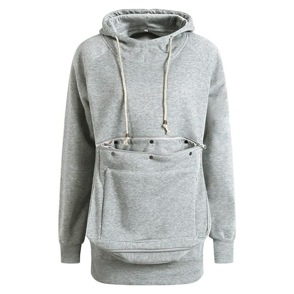 Likimi Womens Hoodies With Pocket Long Sleeve Solid Color Pullover Fashion Casual Autumn Winter Sweatshirt Size Xl Gray