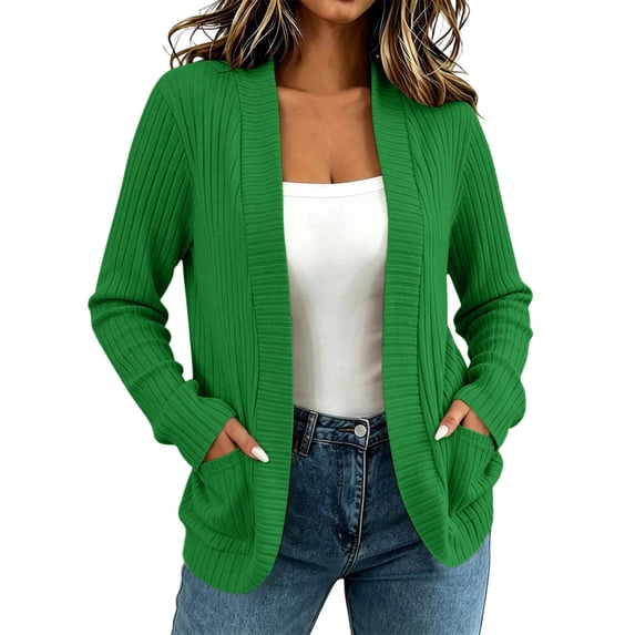 Likimi Womens Knit Cardigan With Pocket Long Sleeve Solid Color Sweater For Women Everyday Wear Fashion Coat Size S