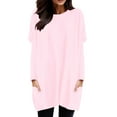 thumbnail image 1 of Likimi Womens Long Tops With Pocket Spring Autumn Crew Neck Long Sleeve Solid Color Comfortable Shirt Pink Size 2Xl, 1 of 5