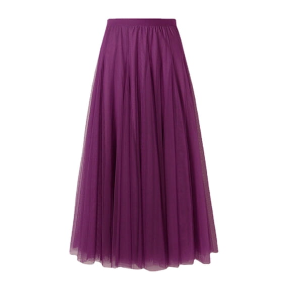 Likimi Womens Maxi Skirt Fashionable Solid Color A Line Comfortable Long Skirt Purple Size L