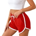 thumbnail image 1 of Likimi Womens Mini Shorts With Pocket Summer Elastic Drawstring Solid Color Slim Fit Comfort Shorts Red Size Xl, 1 of 7