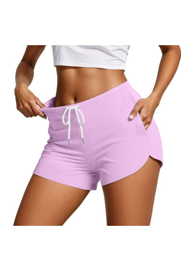 Womens Mini Shorts With Pocket Summer Low Rise Elastic Drawstring Solid Color Slim Fit Comfort Shorts Rd1 Size M