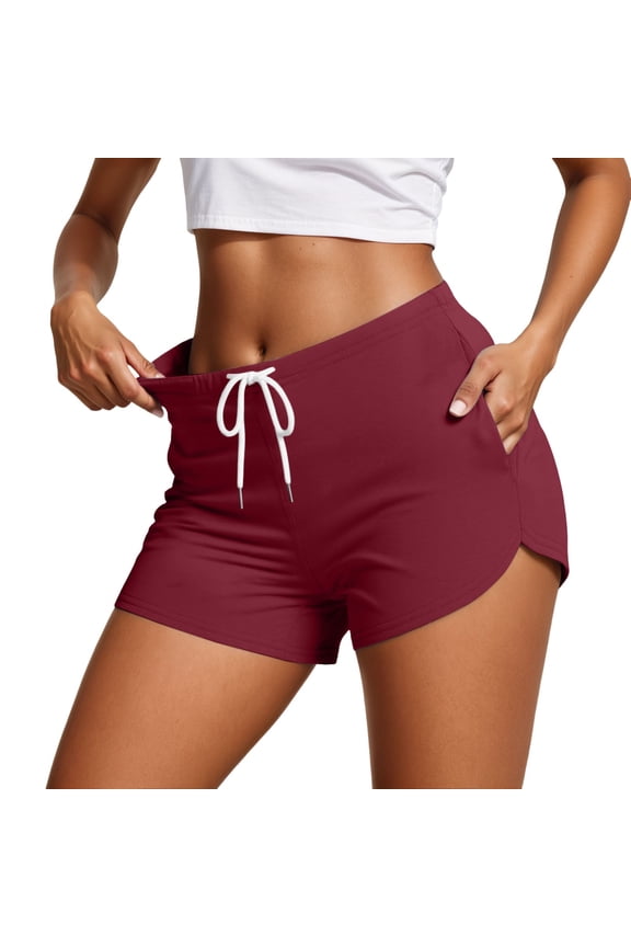 Womens Mini Shorts With Pocket Summer Low Rise Elastic Drawstring Solid Color Slim Fit Comfort Shorts Rd2 Size Xl