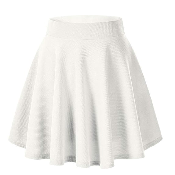 Likimi Womens Mini Skirt Casual Comfortable Solid Color Stretchy Short Skirt White Size L