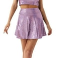 thumbnail image 1 of Likimi Womens Mini Skirt Solid Color Fashionable Sexy Ruffle Pleated Short Skirt Purple Size M, 1 of 2