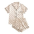 thumbnail image 1 of Likimi Womens Pajama Set Lapel Button Down Polka Dot Print Short Sleeve Pjs Tops With Shorts Summer Soft Casual Sleepwear Khaki Size L, 1 of 6