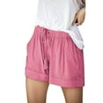 thumbnail image 1 of Likimi Womens Shorts Stretchy Elastic Waist Solid Color Casual Fashionable Sport Summer Shorts Pink Size 2Xl, 1 of 1
