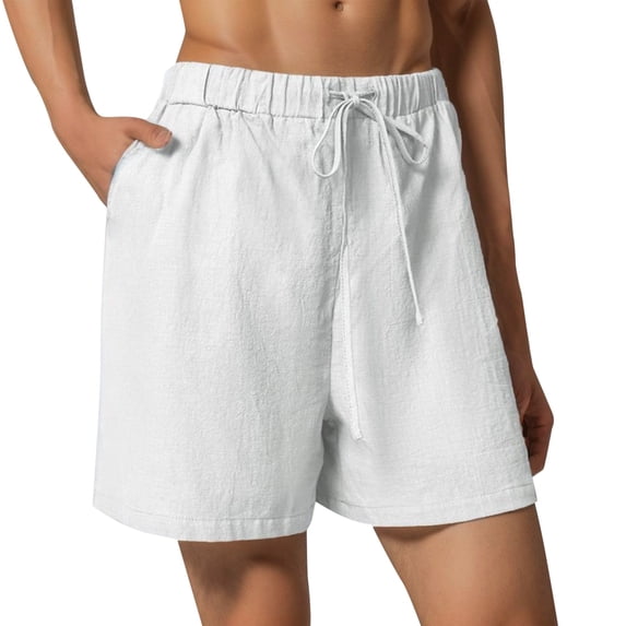 Likimi Womens Shorts With Pocket Elastic Drawstring Solid Color Loose Fit Breathable Comfort Summer Casual Shorts White Size S