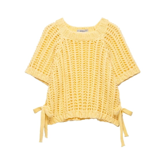 Likimi Womens Sweater Crew Neck Solid Color Short Sleeve Knit Tops For Women Loose Fit Casual Pullover Size M