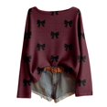 thumbnail image 1 of Likimi Womens Sweater Long Sleeve Bow Print Crew Neck Knit Sweaters For Women Loose Fit Elegant Knit Pullover Size Xl, 1 of 3