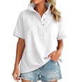 thumbnail image 1 of Likimi Womens Sweatshirt Button Down Short Sleeve Solid Color Stand Collar Sweatshirt For Women Everyday Wear Comfortable Pullover Tops Size Xl, 1 of 5