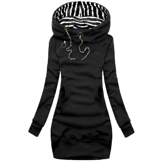 Likimi Womens hoodies With Pocket Long Sleeve Hooded Sweatshirt High Neck Solid Color Autumn Winter Fashion Casual Pullover Black Size 2Xl