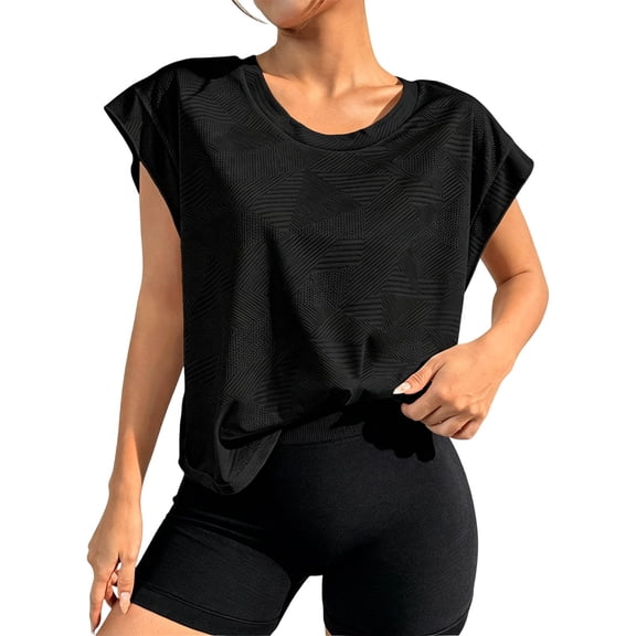 Likimi Womens T Shirt With Open Back Crew Neck Short Sleeve Solid Color Loose Fit Lightweight Summer Elegant Tee Black Size L
