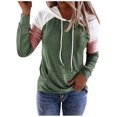 thumbnail image 1 of Likimi Womens T-Shirt With Pocket Hooded Color Block Long Sleeve T Shirts For Women Loose Fit Soft Tops Green Size 2Xl, 1 of 1