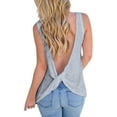 thumbnail image 1 of Likimi Womens Tops Backless Loose Solid Color Crew Neck Sleeveless Breathable Comfort Shirt Grey Size M, 1 of 8