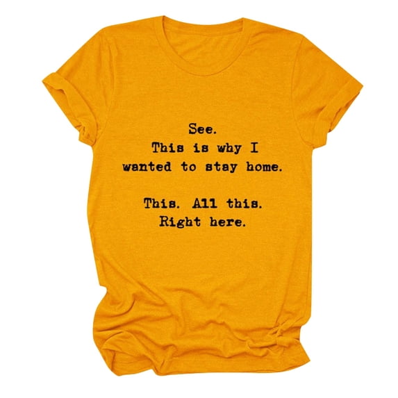 Likimi Womens Tops Letter Printed Crew Neck Short Sleeve Fashion Comfortable T Shirts Orange Size L