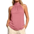 thumbnail image 1 of Likimi Womens Tops Summer High Neck Solid Color Sleeveless Fashion Comfortable Shirt Pink Size Xl, 1 of 6