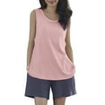 thumbnail image 1 of Likimi Womens Two Piece Set Summer Crew Neck Sleeveless Solid Color Vest With Elastic Waist Shorts Comfortable Outfit Set Light Pink Size Xl, 1 of 8