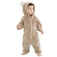 thumbnail image 1 of Likimi Toddler Kids Boys Jumpsuits Long Sleeve Solid Color Onesie Casual Loose Relaxed Spring Fall Homewear Size 0-6 Months Brown, 1 of 4