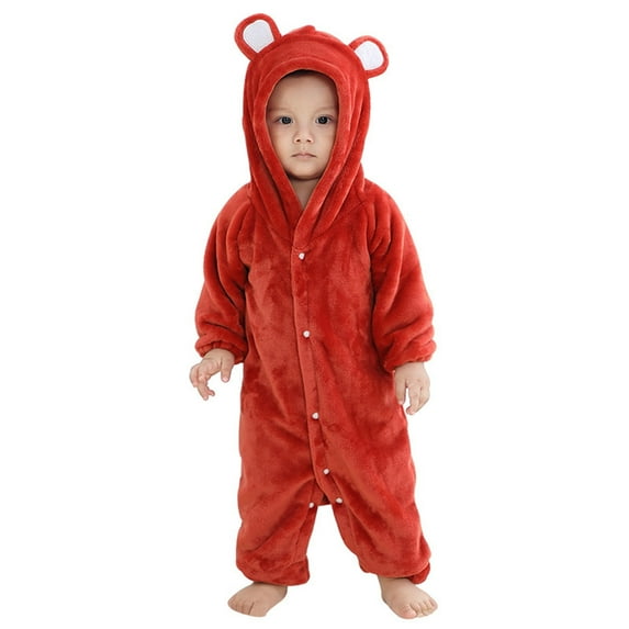 Likimi Toddler Kids Boys Jumpsuits Long Sleeve Solid Color Onesie Casual Loose Relaxed Spring Fall Homewear Size 18-24 Months Red
