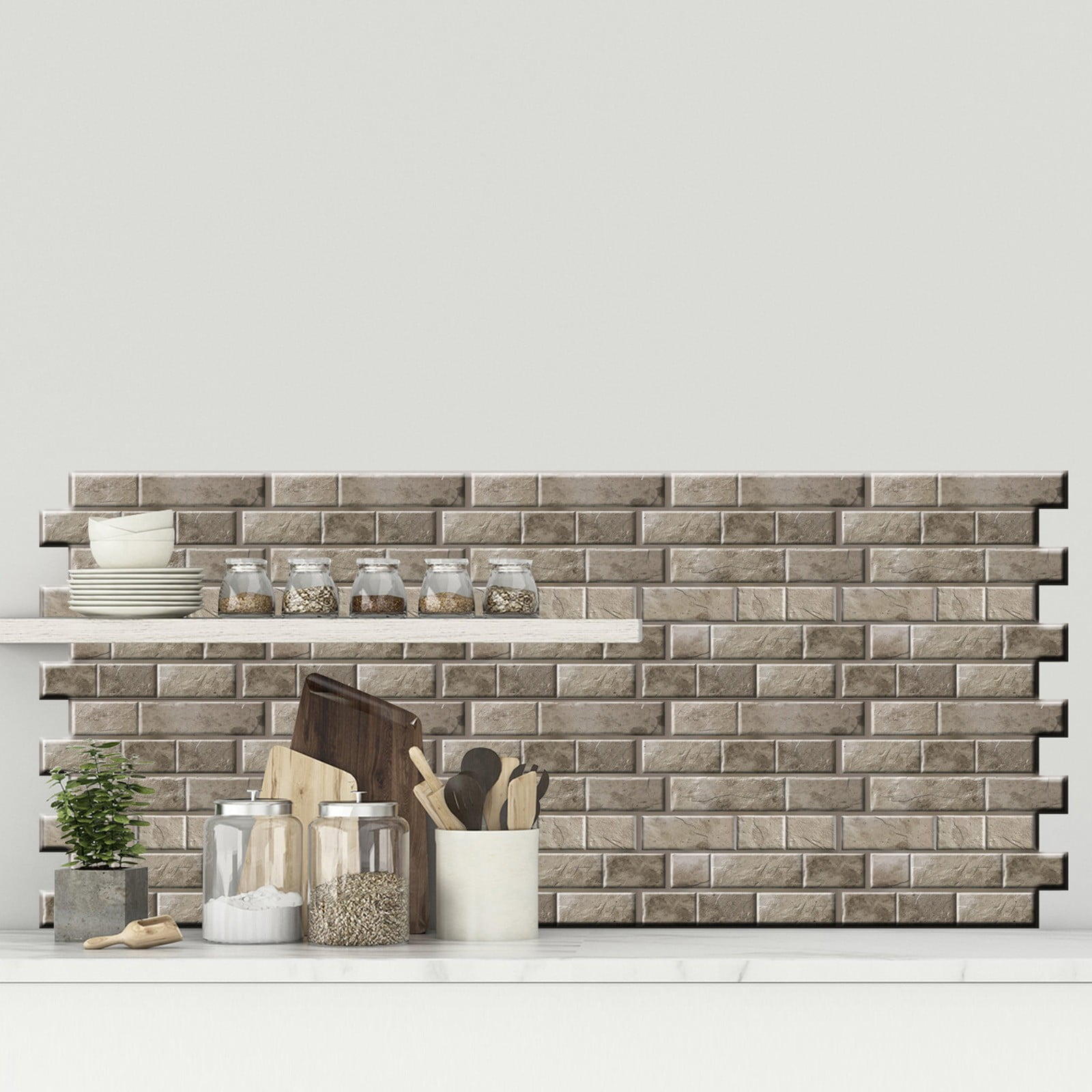 Likthione 50 off Clear! 30x30cm 3D Tile Brick Wall Sticker Decorative