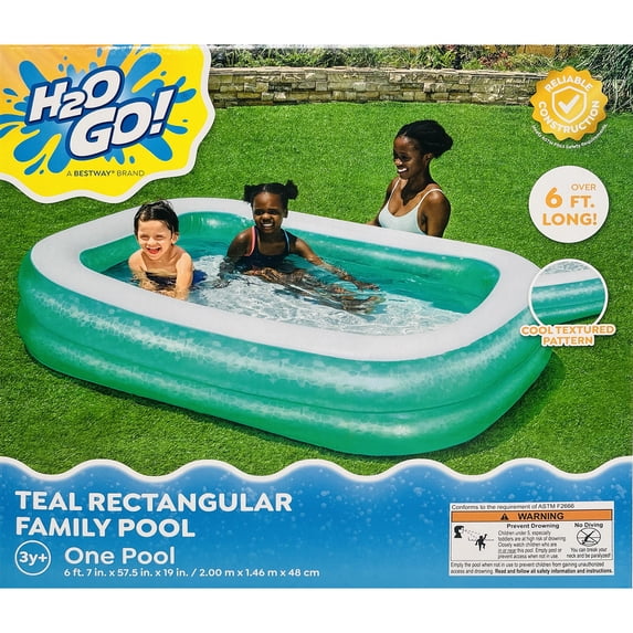 H2OGO! Bestway Rectangular Family Pool, Teal, For Ages 3 and Up