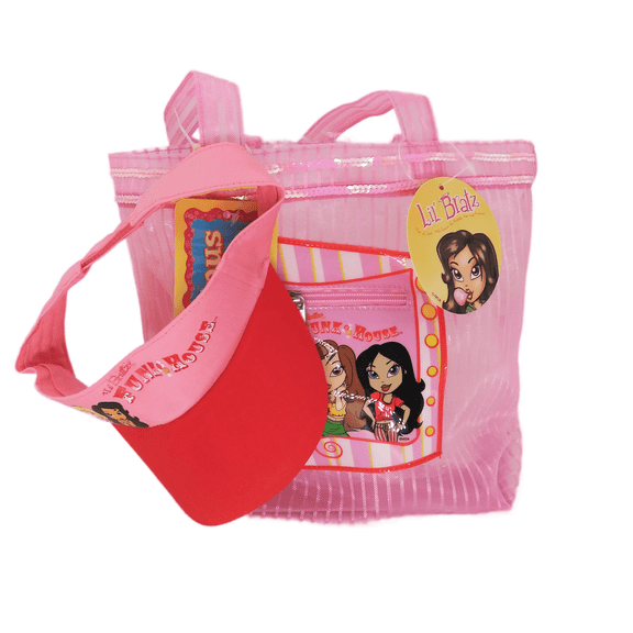 Lil' Bratz by Lil' Bratz Girls' Canvas Tote Handbags with Matching Visor, Pink, 2 Piece