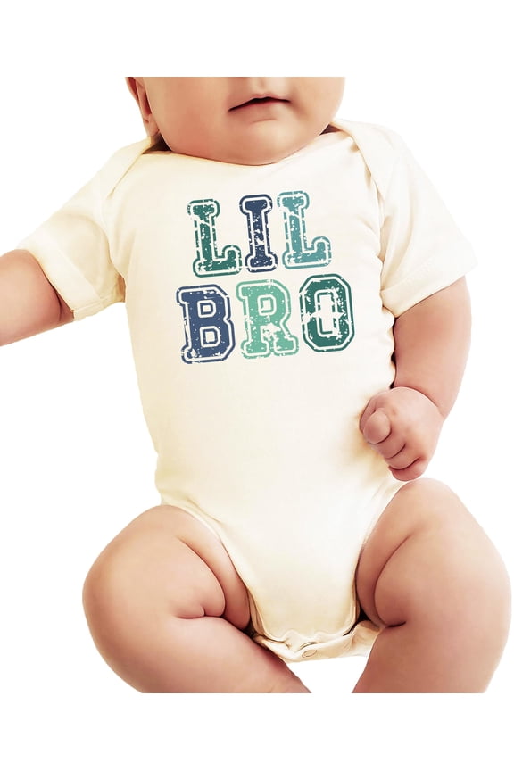 Lil Bro Bodysuit for Baby Boys Blue and Green Letter Gender Reveal Trendy Brother One-Piece Natural Bodysuit Newborn