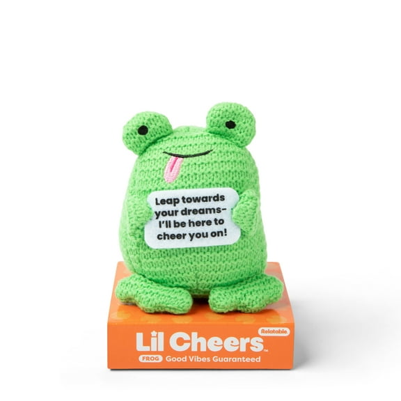 Lil Cheers Frog by What Do You Meme?, Uplifting Plush Toy with Positive Message, Valentines Day Gifts for Kids and Friends