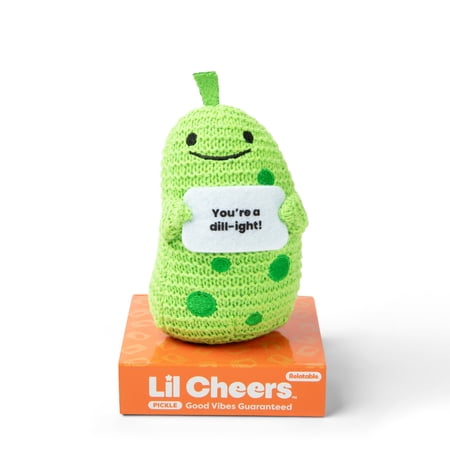 Lil Cheers Pickle by Relatable, Uplifting Plush Toy with Positive Message, Desk Decor