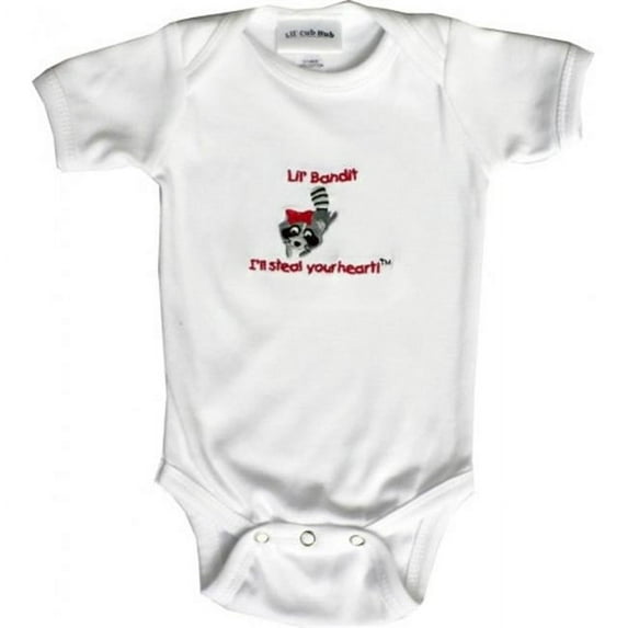 Lil Cub Hub 2WSSOR-03 White Short Sleeve One Piece - Raccoon- 0-3 months