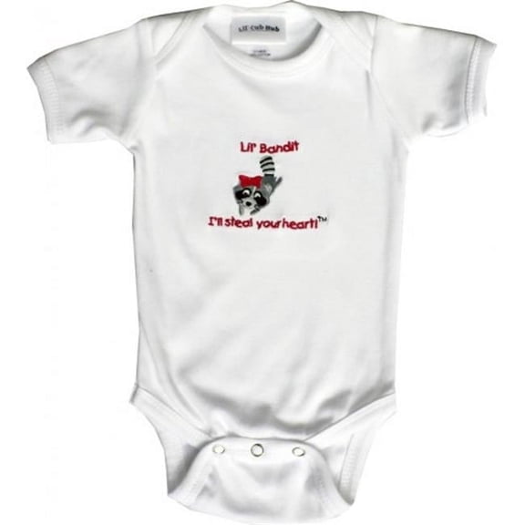 Lil Cub Hub 2WSSOR-03 White Short Sleeve Onesie - Raccoon, 0-3 months