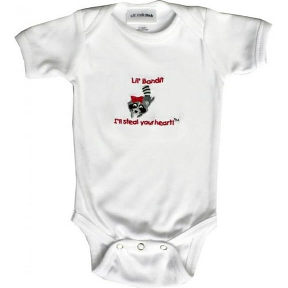 Lil Cub Hub 2WSSOR-36 White Short Sleeve One Piece - Raccoon- 3-6 months
