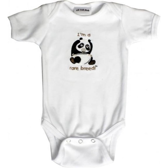 Lil Cub Hub 3WSSOP-36 White Short Sleeve One Piece - Panda- 3-6 months