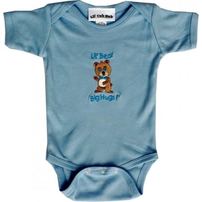 Lil Cub Hub 4CSSOBBB-36 Blue Short Sleeve One Piece - Boy Bear- 3-6 months