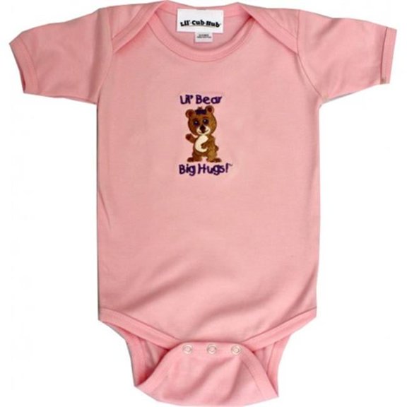 Lil Cub Hub 5CSSOGBP-36 Pink Short Sleeve One Piece - Girl Bear- 3-6 months