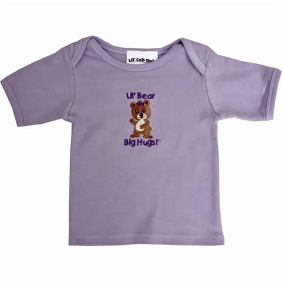 Lil Cub Hub 5CSSTGBL-1218 Lavender Short Sleeve T-Shirt - Girl Bear- 12-18 months