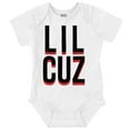 thumbnail image 1 of Lil Cuz Little Cousin Relative Family Romper Boys or Girls Infant Baby Brisco Brands NB, 1 of 6
