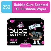 LiL DUDE Wipes, Extra Large Bubble Bum Flushable Wet Wipes for Kids, Bubble Gum Scent, 252 Count, 6 Pack Select for More Options